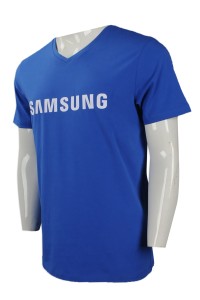 T830 來樣訂做v領短袖T恤 團體訂購v領短袖T恤 瑞士 RB 短袖T恤製衣廠    藍色